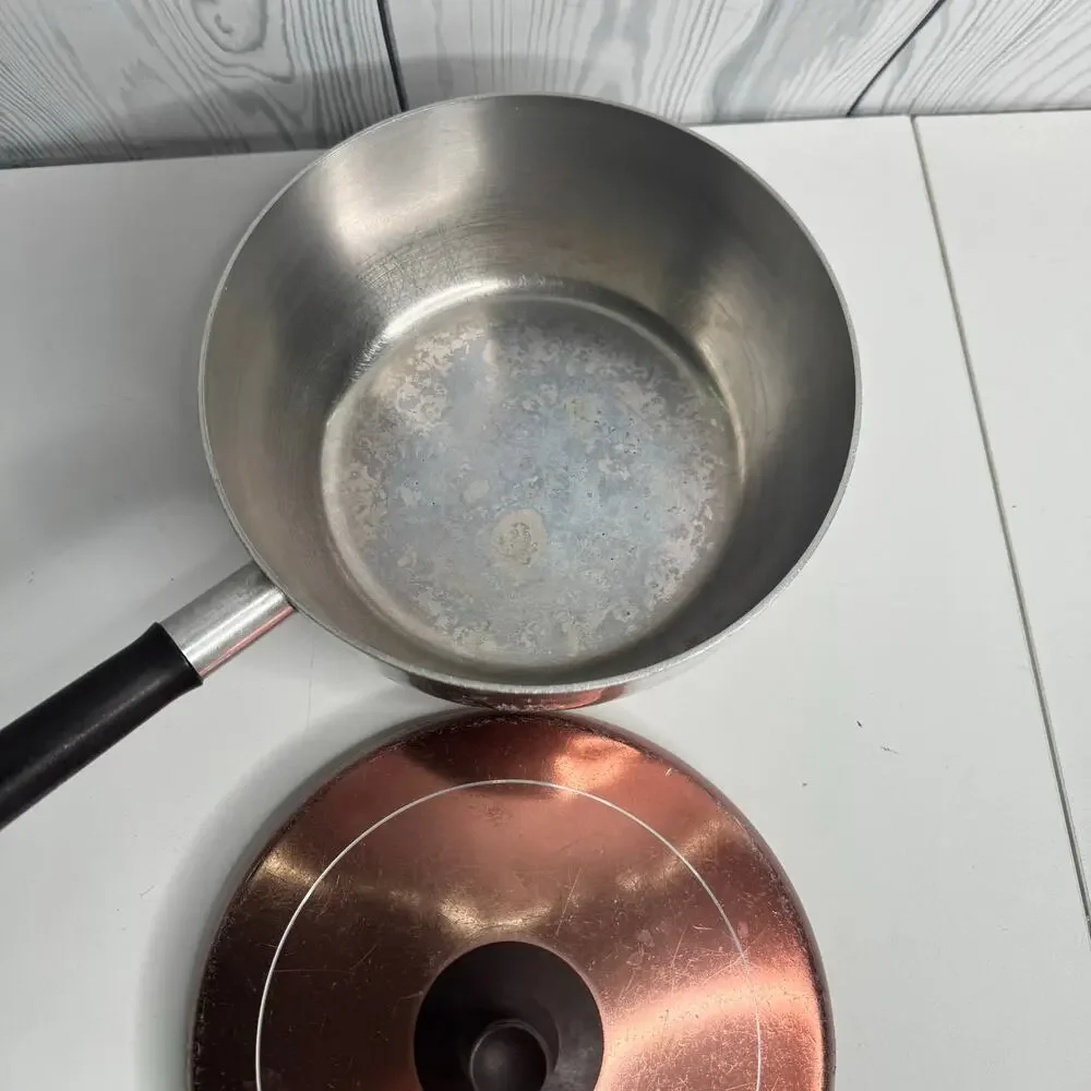 Lot of 3 Vtg MCM Wear-Ever/Faberwear Aluminum Pots Pan Skillet Copper Lids